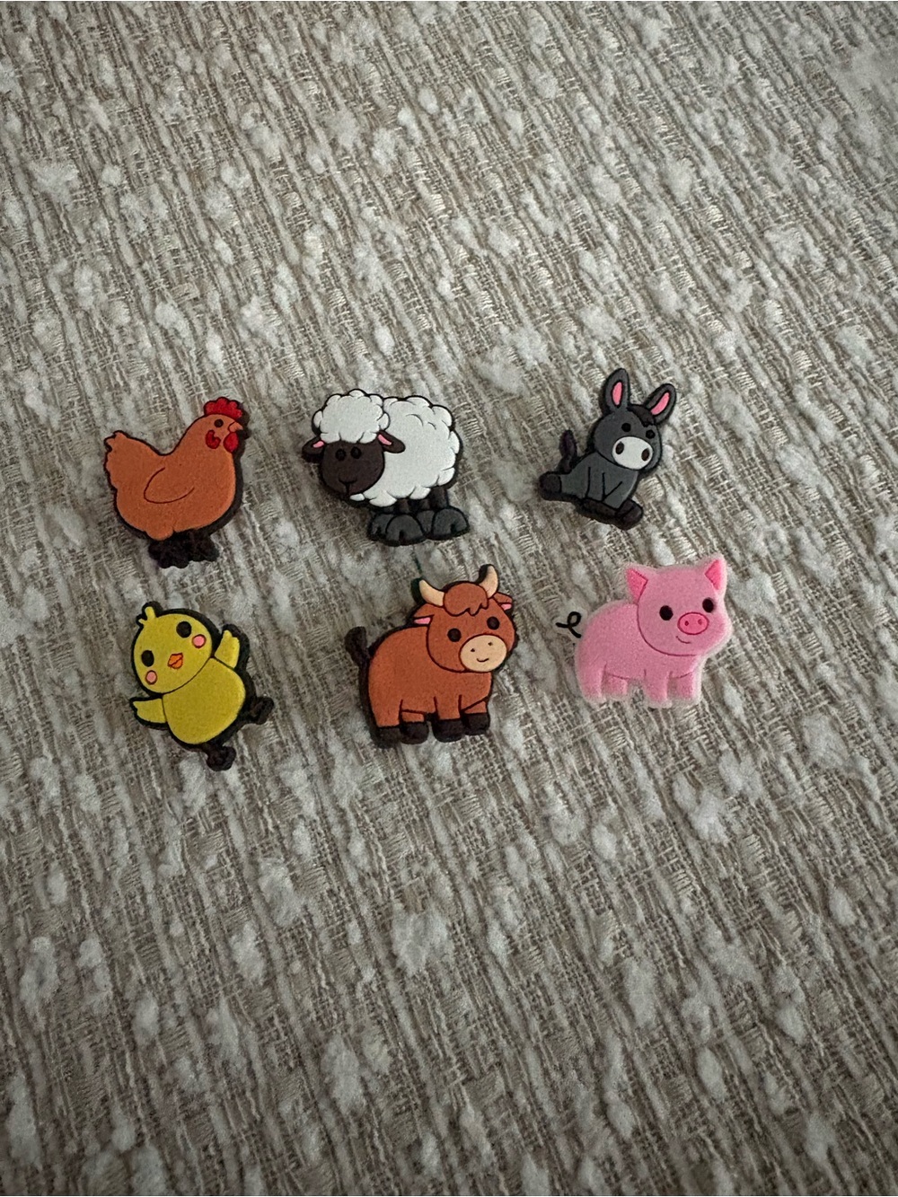 Farm Animals Shoe Charms - set of 6 animals.